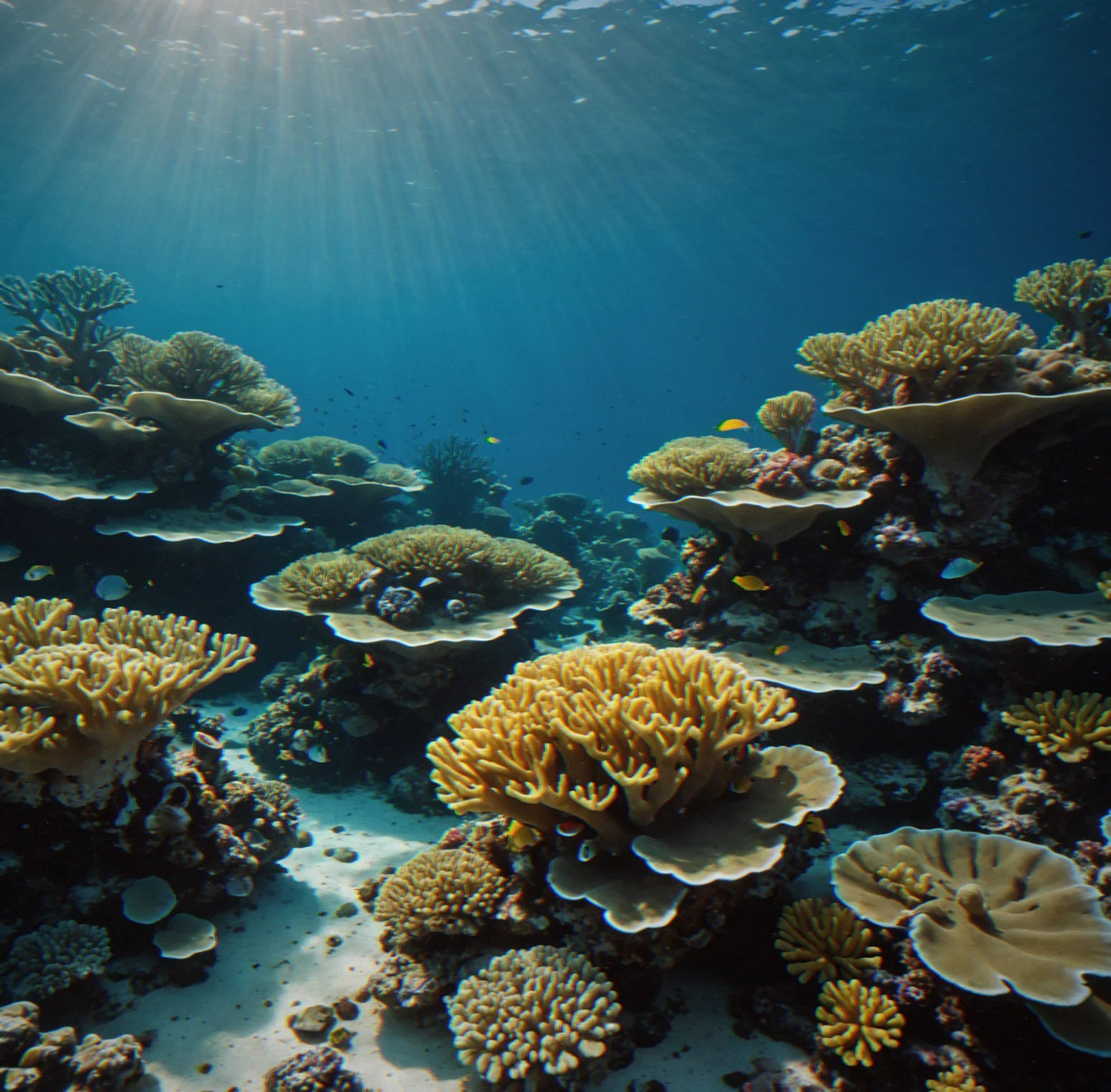 Elkhorn coral fading in color as pH climbs, polyps pulled back from stress